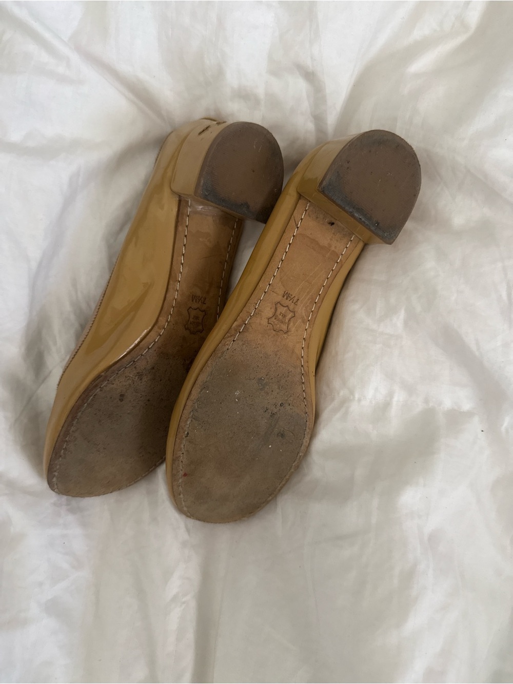 Tory Burch Patent Leather Block Heel Ballet Pump in Mustard - Picture 4 of 4